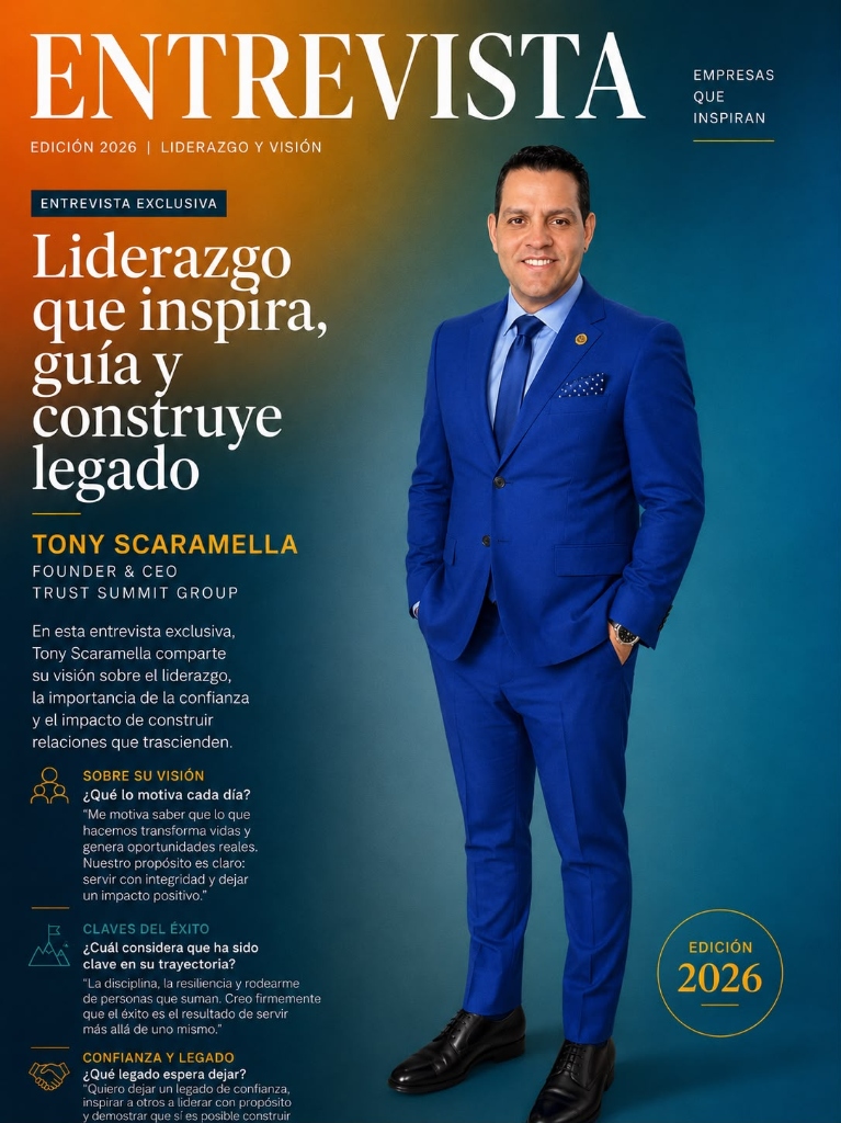 Tony Scaramella en la oficina de Trust Summit Group